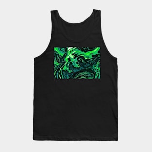 Green Psychedelic Liquid Swirl Pattern Tank Top